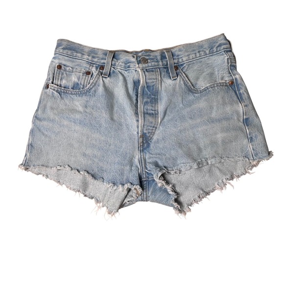 Levi's Pants - Levis 501 Womens High Rise Button Fly Light Wash Denim Cut Off Shorts Size 29